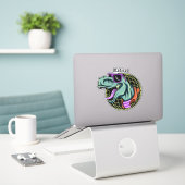 Aangepaste naam Hipster T-Rex Sticker (Laptop op bureau)