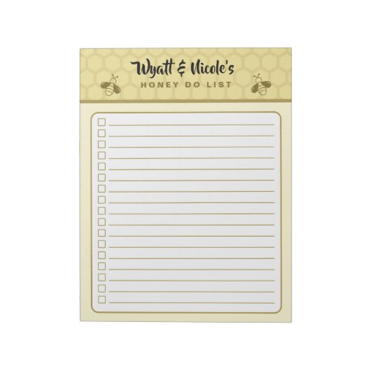 Aangepaste Naam Honey Do Lijst Notitieblok (Gedraaid)