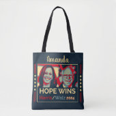 Aangepaste naam - Hope Wins Harris Walz 2024 Canva Draagtas (Voorkant)