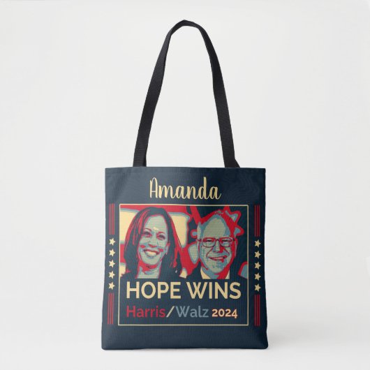 Aangepaste naam - Hope Wins Harris Walz 2024 Canva Draagtas (Voorkant)