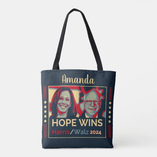 Aangepaste naam - Hope Wins Harris Walz 2024 Canva Draagtas (Achterkant)