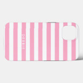 Aangepaste naam horizontale strepen roze & wit Case-Mate iPhone case (Achterkant (horizontaal))