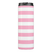 Aangepaste naam horizontale strepen roze & wit thermosbeker (Achterkant)