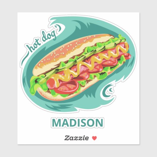 Aangepaste naam Hot Dog Sticker (Vel)