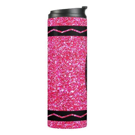 Aangepaste naam Hot Pink Glitter Crayon Drink Tumb Thermosbeker (Gedraaid links)
