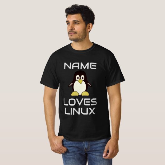 Aangepaste naam houdt van Linux T-Shirt (Voorkant volledig)