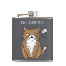 Aangepaste naam Huidige stemming Meh Funny Cat Gra Heupfles