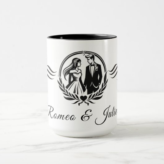 Aangepaste Naam Huwelijk Liefde Teken Combo Mok Gi (Midden)