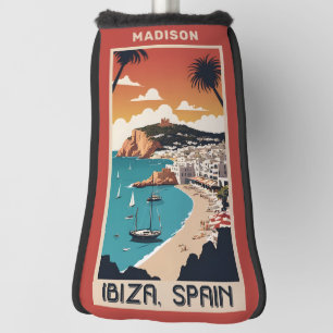 Aangepaste naam Ibiza, Spanje Reisposter Golfheadcover