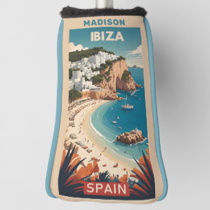 Aangepaste naam Ibiza, Spanje Reisposter Golfheadcover