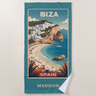 Aangepaste naam Ibiza, Spanje Reisposter Strandlaken