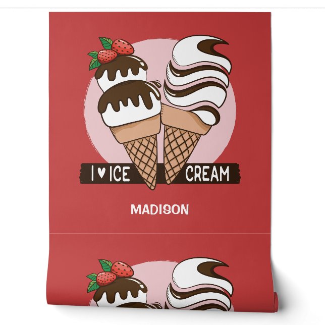 Aangepaste naam Ice Cream Lover Behang (Afrollen)