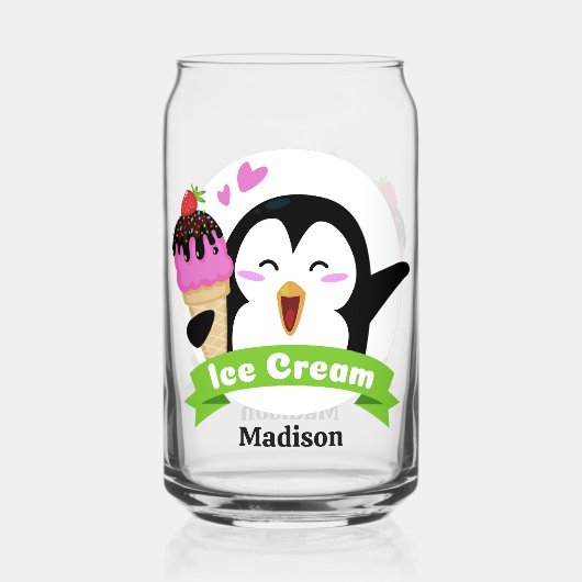 Aangepaste naam Ice Cream Penguin Blikvorm Glas (Voorkant)