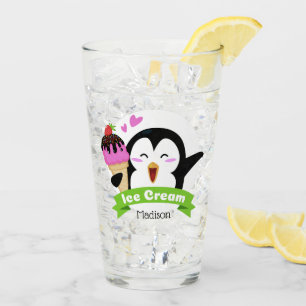Aangepaste naam Ice Cream Penguin pint glass Glas