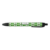 Aangepaste naam Ierse groene en witte Lucky Clover Zwarte Inkt Pen (Bodem)