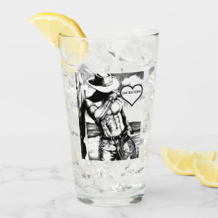 Aangepaste naam in het hart met 6-pack Cowboy Art Glas