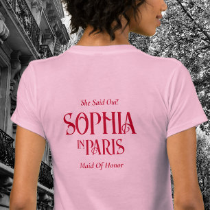 Aangepaste Naam In Parijs Verlovingsfeest Roze T-shirt