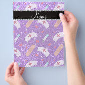 Aangepaste naam indigo paarse glitter verpleegster flyer (Hand)