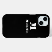 Aangepaste naam Initiaal Effen kleur Zwart Case-Mate iPhone Case (Achterkant (horizontaal))