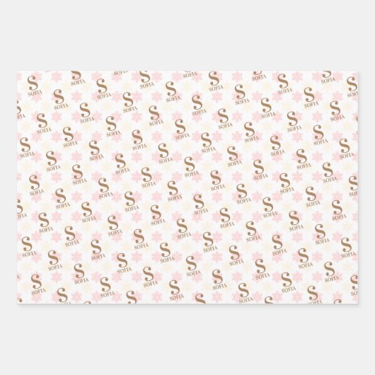 Aangepaste Naam Initiaal Kerstcadeau Inpakpapier Vel (Voorkant 2)