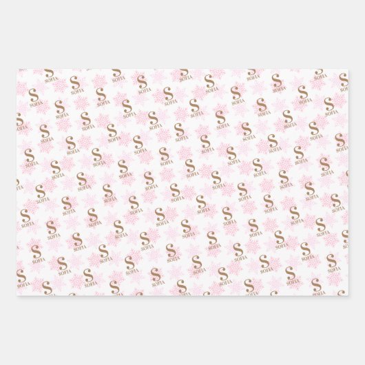Aangepaste Naam Initiaal Kerstcadeau Inpakpapier Vel (Voorkant)