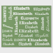 Aangepaste Naam Initiaal Monogram Groen Wit Gift Cadeaupapier (Vlak)