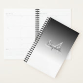 Aangepaste naam Initiaal Monogram zwart wit Ombre Planner (Display)