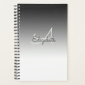 Aangepaste naam Initiaal Monogram zwart wit Ombre Planner (Voorkant)