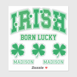 Aangepaste naam Irish Born Lucky Sticker