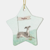 Aangepaste naam Italiaanse Greyhound Pet Dog Keramisch Ornament (Links)