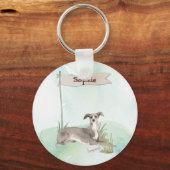 Aangepaste naam Italiaanse Greyhound Pet Dog Sleutelhanger (Voorkant)