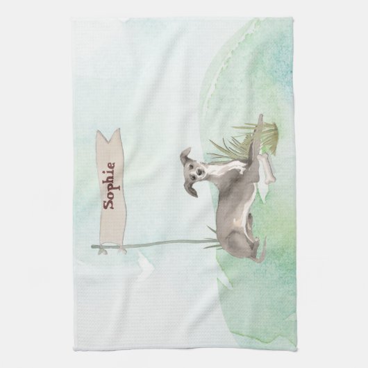 Aangepaste naam Italiaanse Greyhound Pet Dog Theedoek (Verticaal)