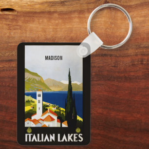 Aangepaste naam Italiaanse meren Vintage Travel Sleutelhanger