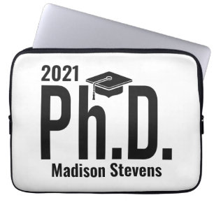 Aangepaste naam, jaar en kleur Ph.D. laptop sleeve