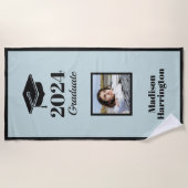 Aangepaste naam, Jaar, Foto & Kleur Afstuderen Strandlaken (Voorkant)