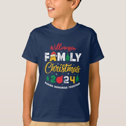 Aangepaste naam Jaar Matching Familie Kerstmis Reu T-shirt (Voorkant)