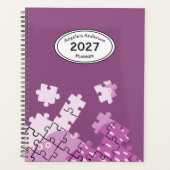 Aangepaste naam jaar puzzelstukken Paarse planner (Voorkant)