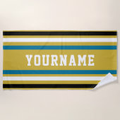 Aangepaste naam Jersey Stripes Strandlaken (Voorkant)