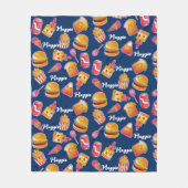Aangepaste naam Junk Food Deken in Navy (Voorkant)