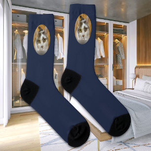 Aangepaste naam kat hond foto modern persoonlijk sokken