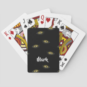 Aangepaste naam kattenogen op zwart pokerkaarten