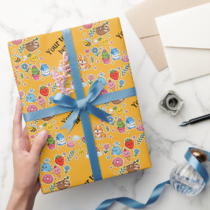 Aangepaste naam Kawaii stickerframe Cadeaupapier