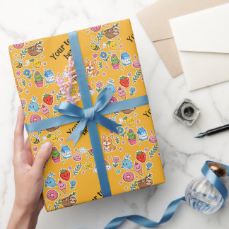 Aangepaste naam Kawaii stickerframe Cadeaupapier