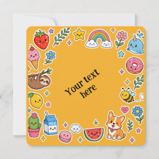 Aangepaste naam Kawaii stickerframe Kaart