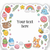 Aangepaste naam Kawaii stickerframe Sticker (Voorkant)