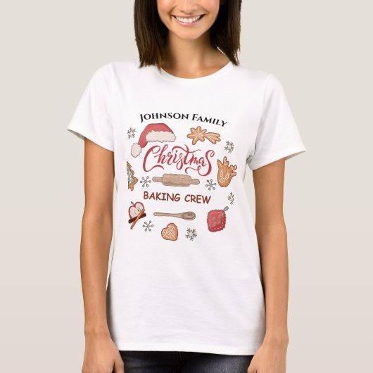Aangepaste naam Kerst bakken Crew Groepen Matching T-shirt (Voorkant)
