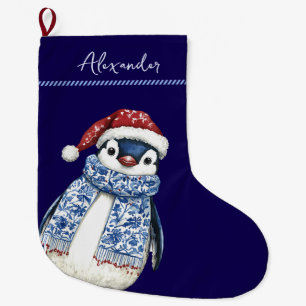 Aangepaste Naam Kerst Chinoiserie Penguin Grote Kerstsok