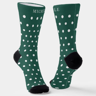 Aangepaste naam Kerst Hunter Groene Polka Dot Sokken