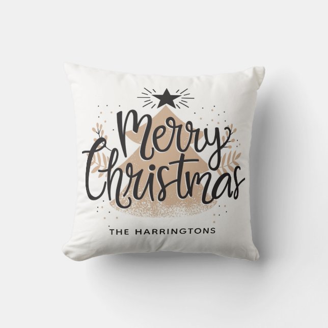 Aangepaste naam kerstcadeaubonen kussen (Voorkant)
