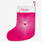 Aangepaste naam kerstinkt met roze harten kleine kerstsok (Achterkant)